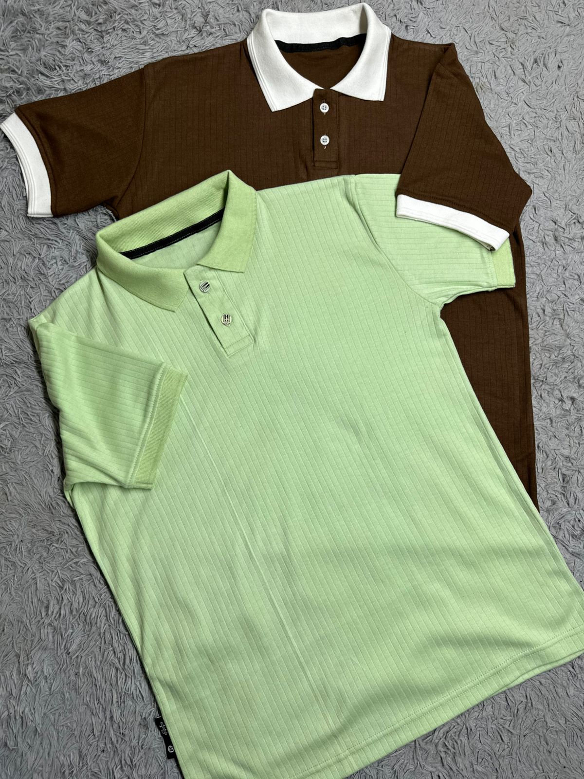 DRIFTNFIT BRANDED DROP NEEDLE FABRIC POLO SHIRT (DARK BROWN & SKIN) PACK OF 2