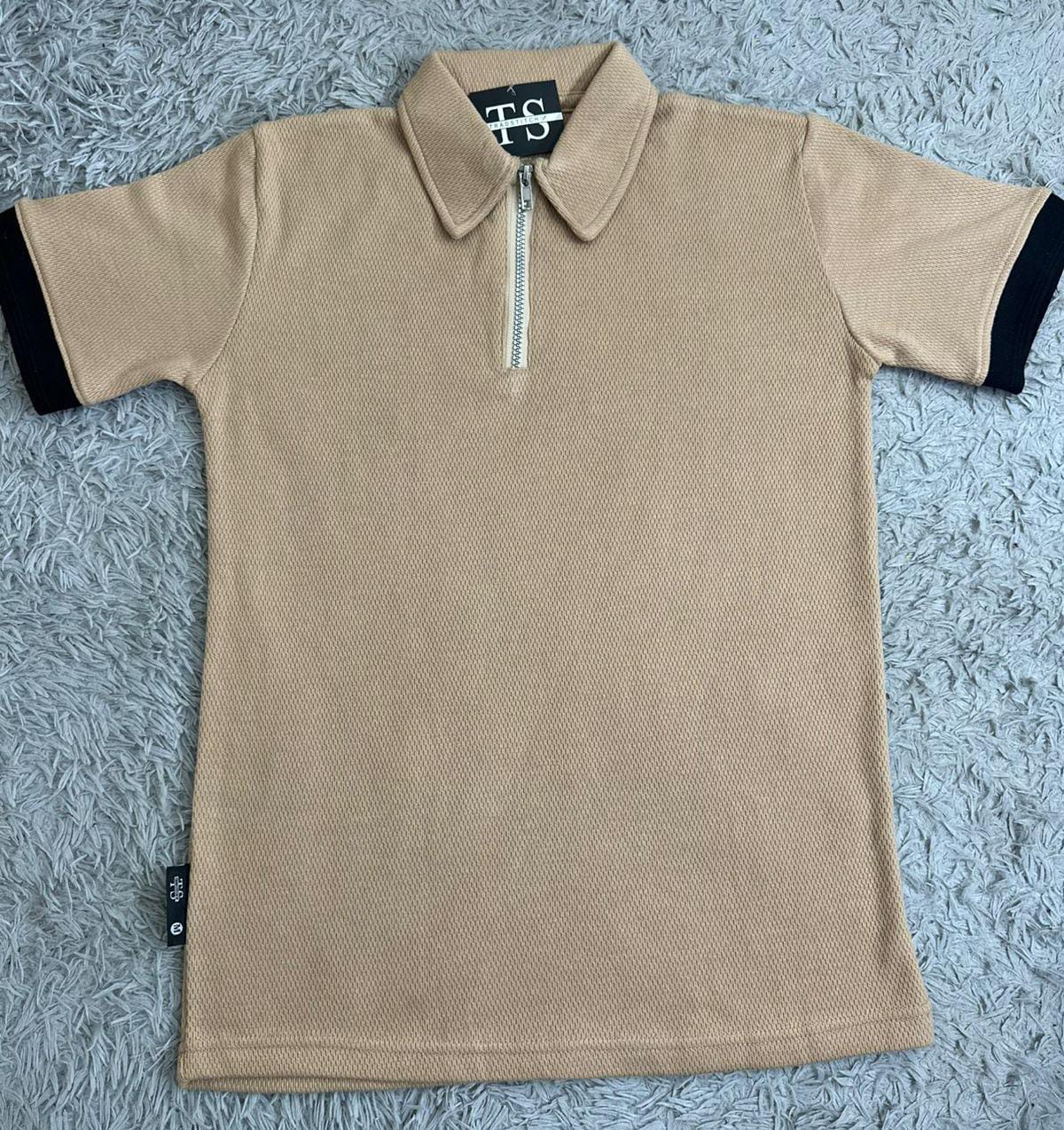 DRIFTNFIT BRANDED MASH FABRIC ZIPER POLO SHIRT (SKIN)