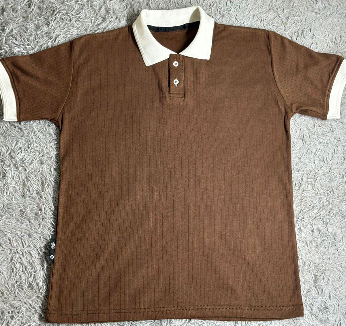 DRIFTNFIT BRANDED DROP NEEDLE POLO SHIRT (DARK BROWN)