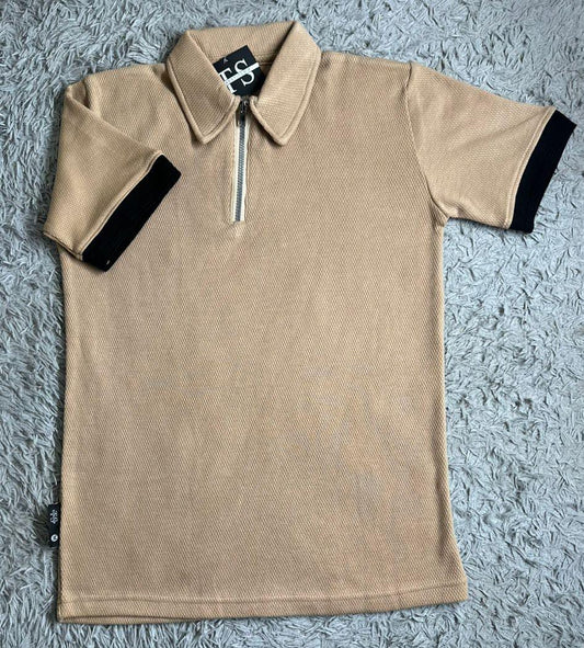 DRIFTNFIT BRANDED MASH FABRIC ZIPER POLO SHIRT (SKIN)