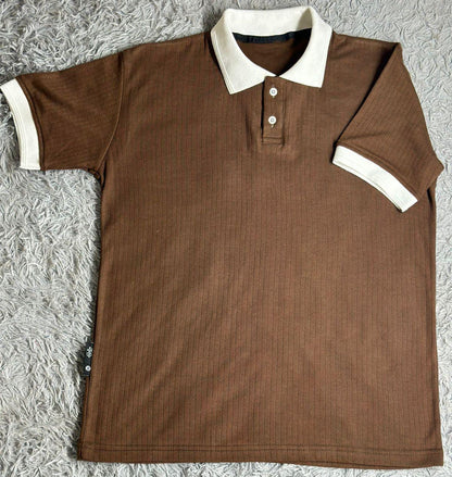 DRIFTNFIT BRANDED DROP NEEDLE POLO SHIRT (DARK BROWN)