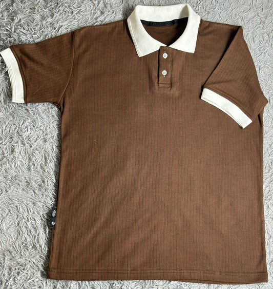 DRIFTNFIT BRANDED DROP NEEDLE POLO SHIRT (DARK BROWN)